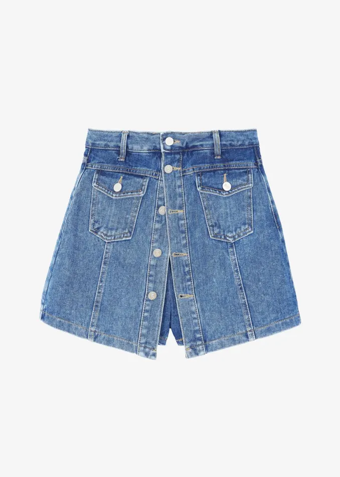 The Frankie Shop Blades Denim Skort 8211 Medium Wash Shop Denim