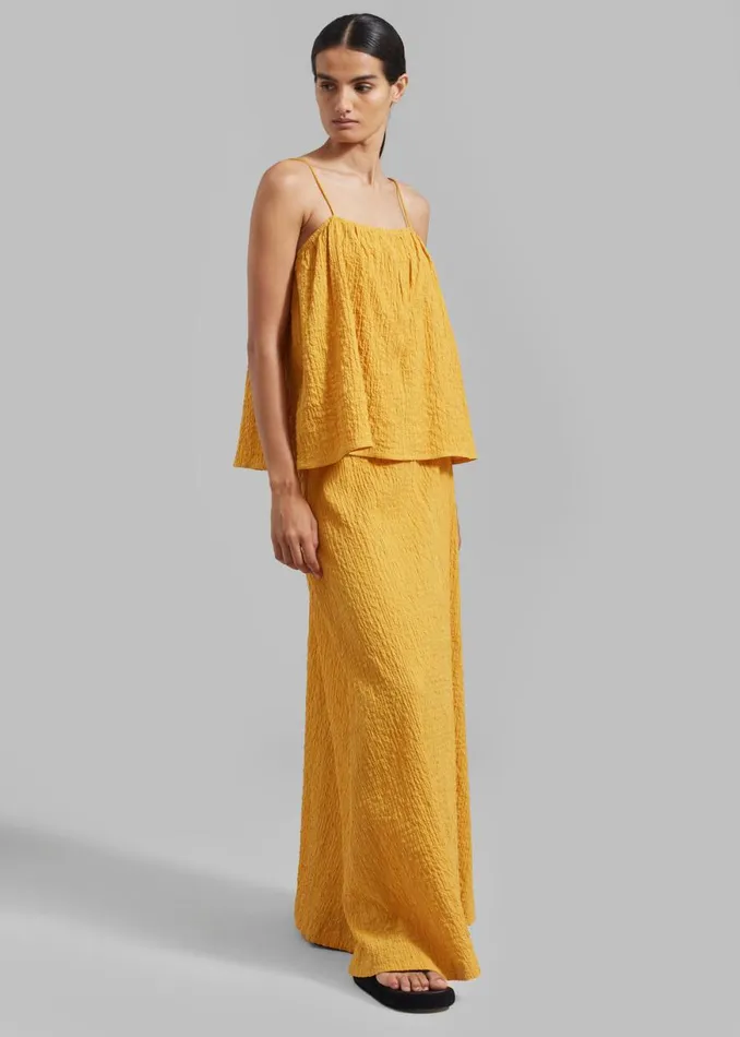 The Frankie Shop By Malene Birger Rosine Organic Cotton Top 8211 Yellow Sunset Shop Tops