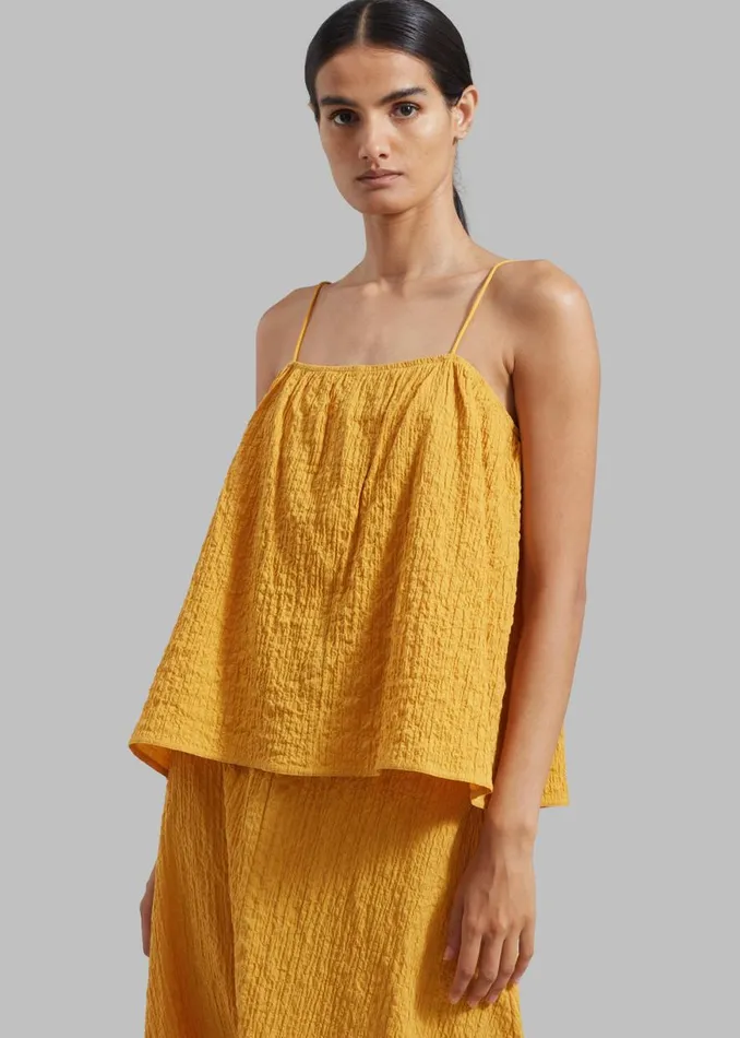 The Frankie Shop By Malene Birger Rosine Organic Cotton Top 8211 Yellow Sunset Shop Tops