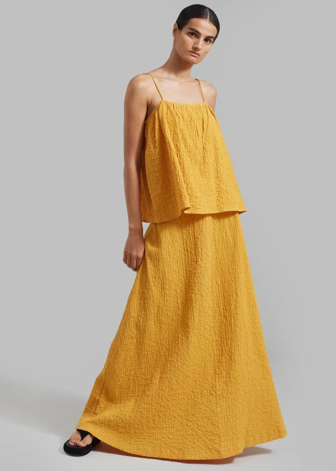 The Frankie Shop By Malene Birger Rosine Organic Cotton Top 8211 Yellow Sunset Shop Tops
