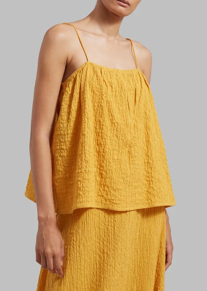 The Frankie Shop By Malene Birger Rosine Organic Cotton Top 8211 Yellow Sunset Shop Tops