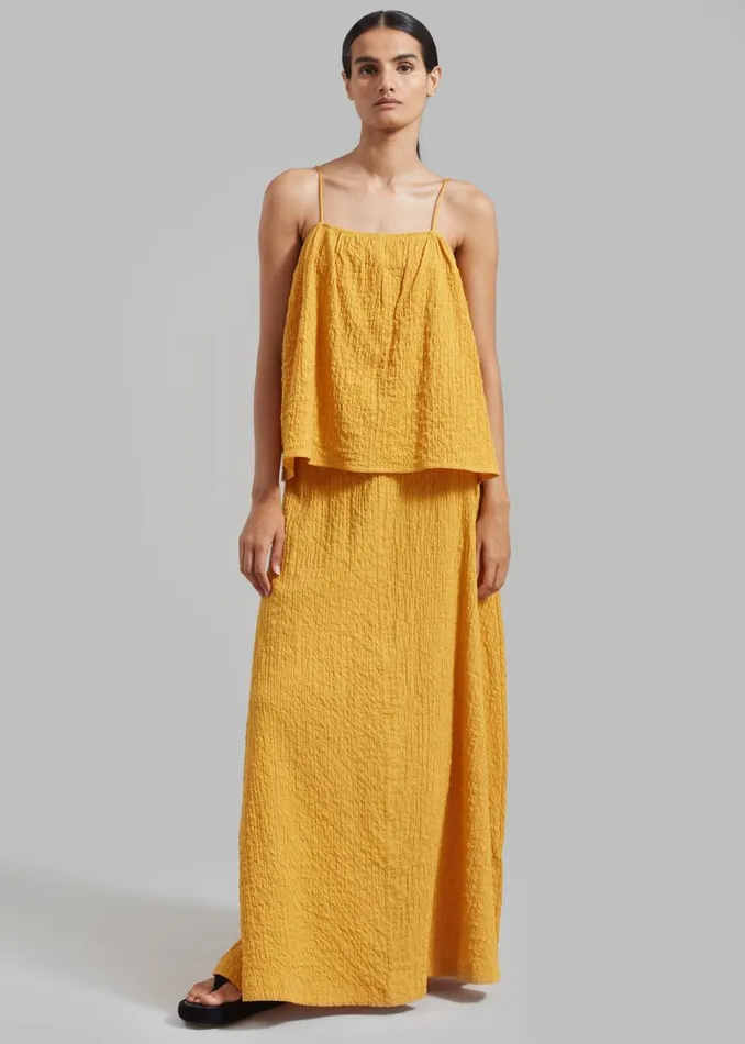 The Frankie Shop By Malene Birger Rosine Organic Cotton Top 8211 Yellow Sunset Shop Tops