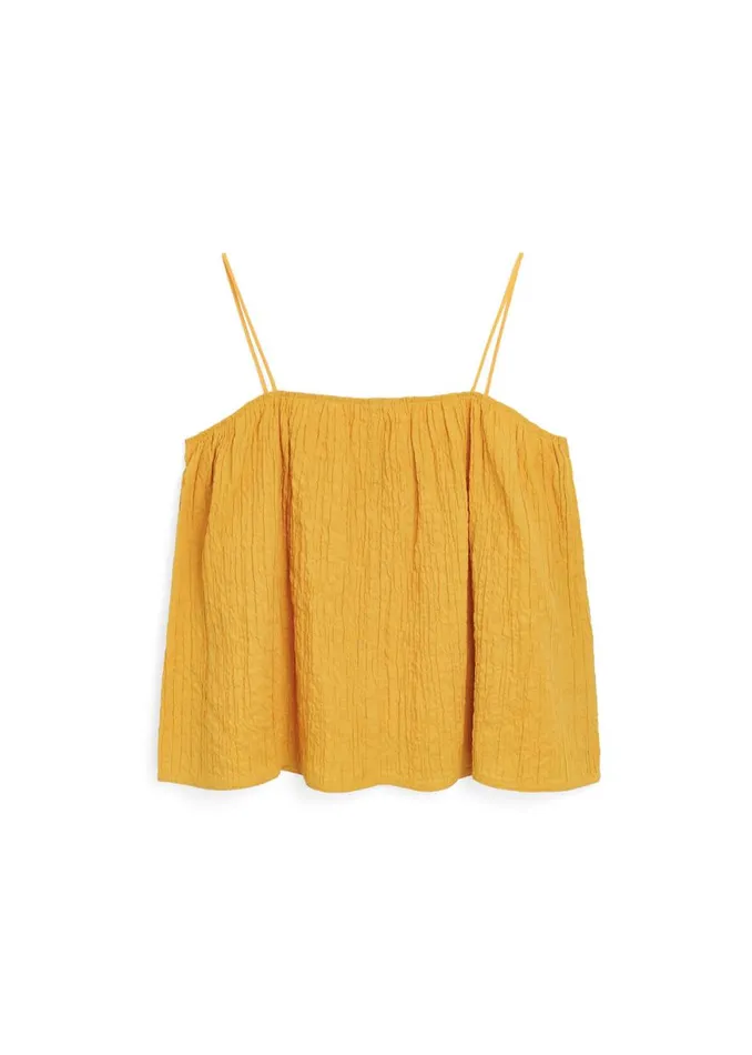 The Frankie Shop By Malene Birger Rosine Organic Cotton Top 8211 Yellow Sunset Shop Tops