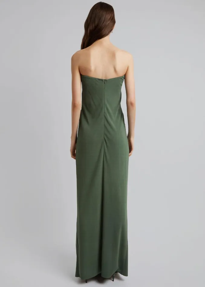 The Frankie Shop Christopher Esber Arced Palm Strapless Dress 8211 Bottle Green Shop Dresses