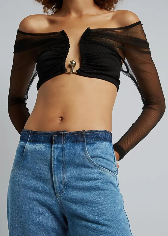 The Frankie Shop Christopher Esber Polar Orbit Shawl Crop 8211 Black Shop Tops
