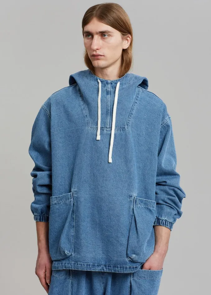 The Frankie Shop Cliff Denim Hoodie 8211 Worn Wash Shop Clothing
