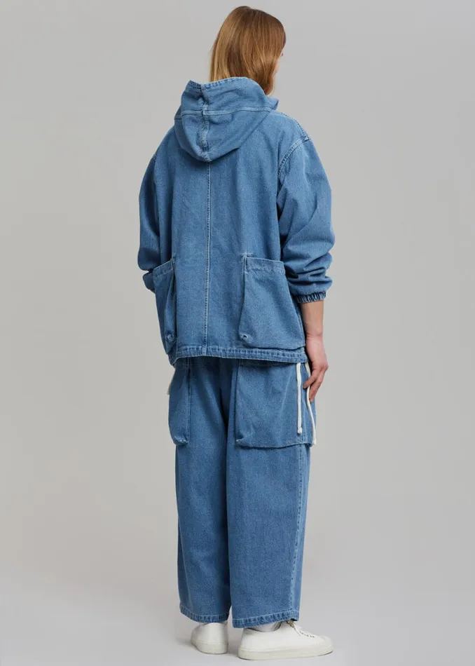 The Frankie Shop Cliff Denim Hoodie 8211 Worn Wash Shop Clothing