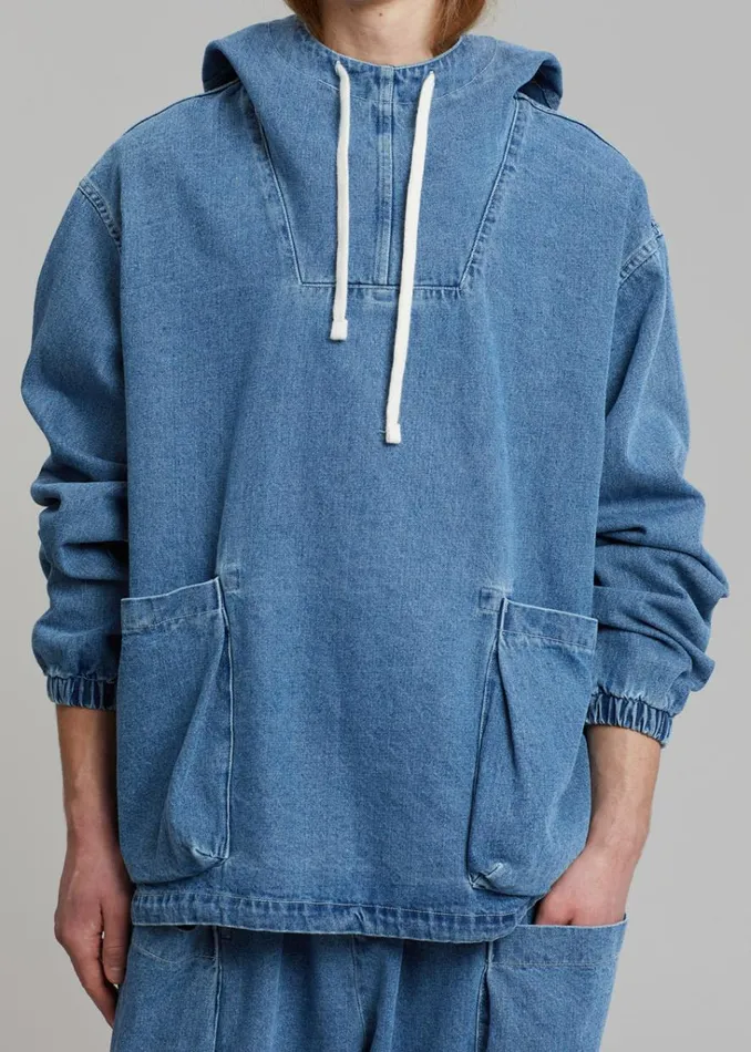 The Frankie Shop Cliff Denim Hoodie 8211 Worn Wash Shop Clothing