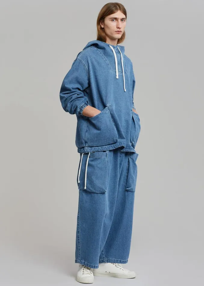 The Frankie Shop Cliff Denim Hoodie 8211 Worn Wash Shop Clothing