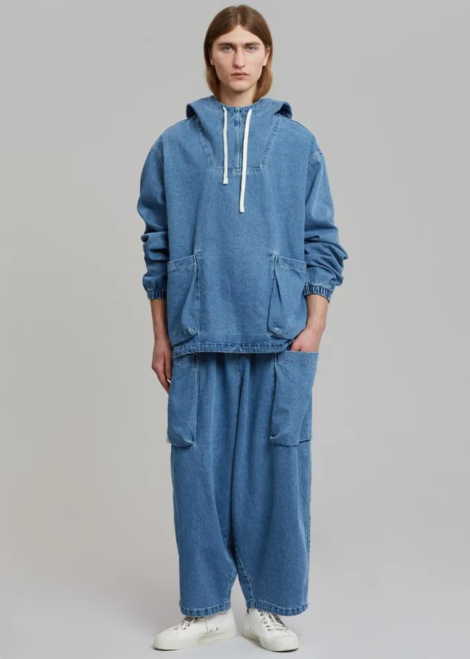 The Frankie Shop Cliff Denim Hoodie 8211 Worn Wash Shop Clothing