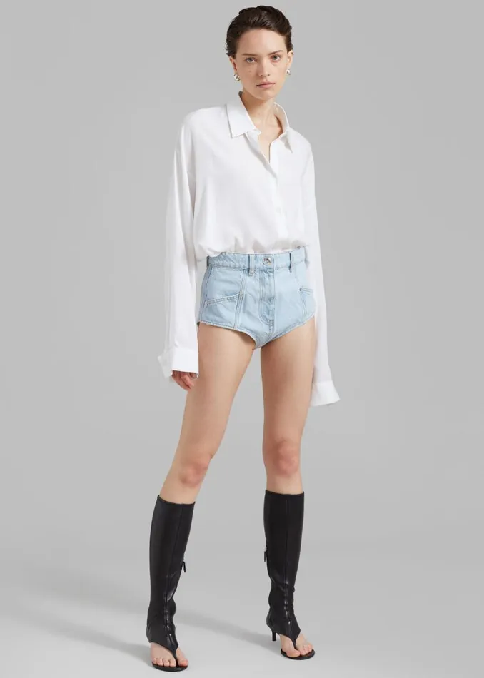 The Frankie Shop Coperni Denim HighWaisted Briefs 8211 Ice Blue Shop Denim