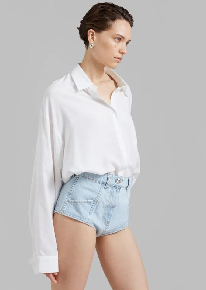 The Frankie Shop Coperni Denim HighWaisted Briefs 8211 Ice Blue Shop Denim