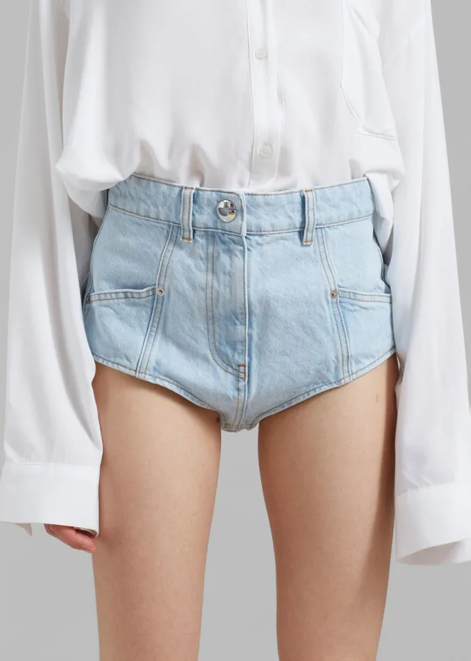 The Frankie Shop Coperni Denim HighWaisted Briefs 8211 Ice Blue Shop Denim