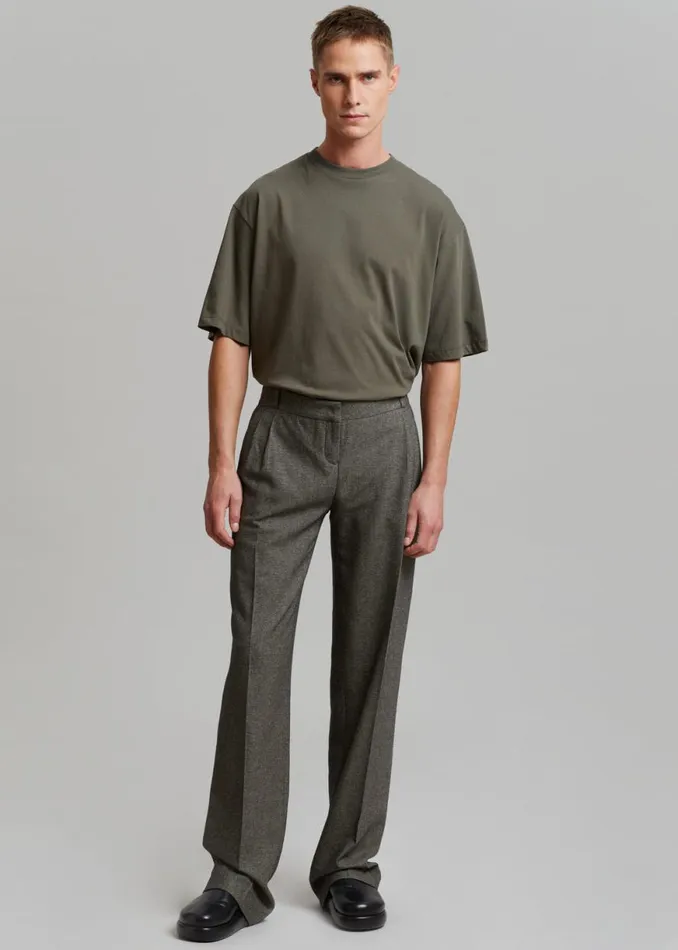 The Frankie Shop Coperni Lowrise Loose Tailored Trousers 8211 Dark Moss Shop Clothing