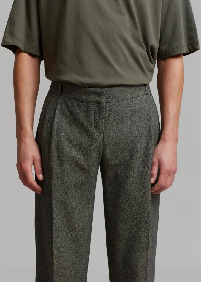 The Frankie Shop Coperni Lowrise Loose Tailored Trousers 8211 Dark Moss Shop Clothing