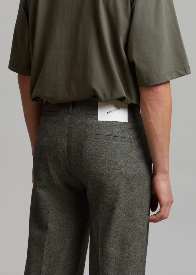The Frankie Shop Coperni Lowrise Loose Tailored Trousers 8211 Dark Moss Shop Clothing