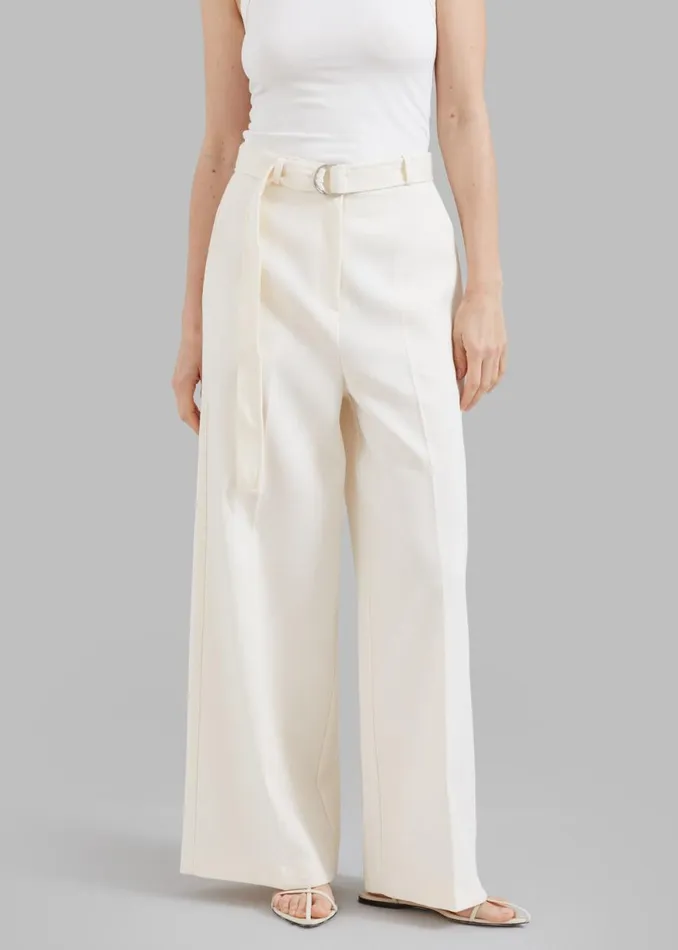 The Frankie Shop Delphi Belted Pants 8211 Cream Shop Bottoms