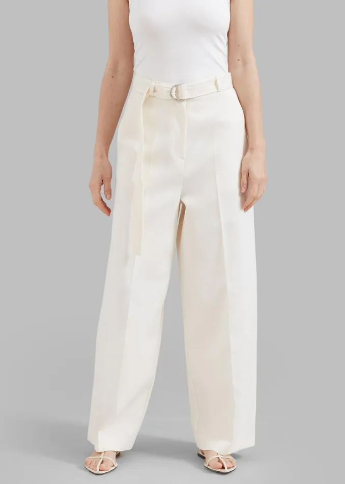 The Frankie Shop Delphi Belted Pants 8211 Cream Shop Bottoms