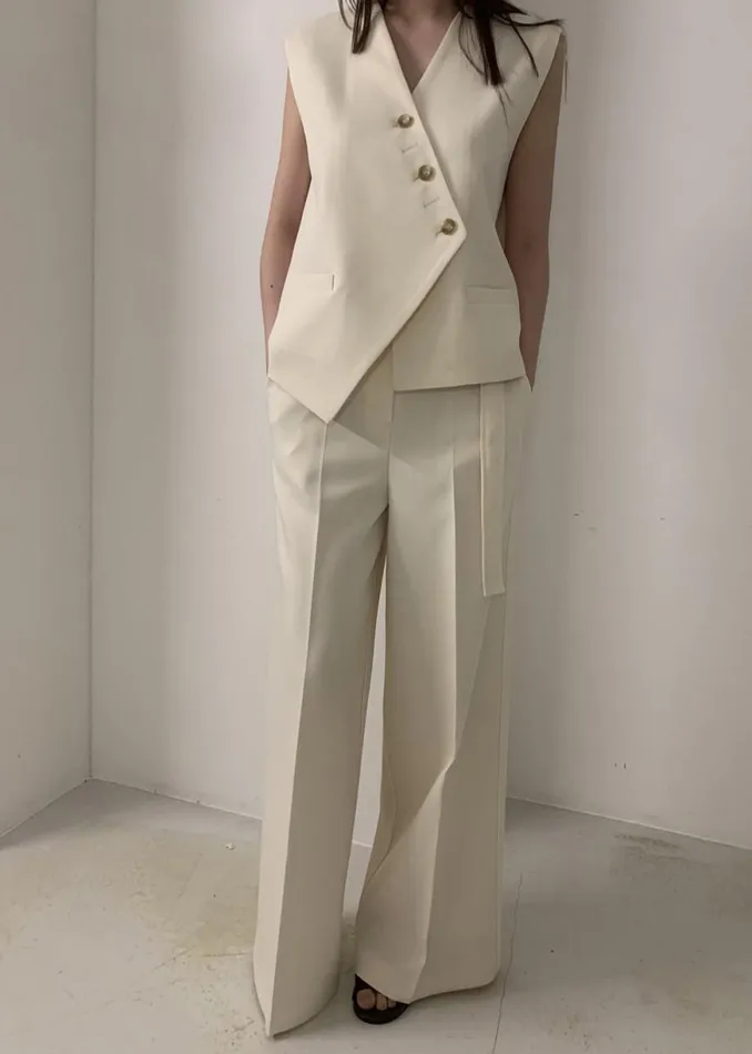 The Frankie Shop Delphi Belted Pants 8211 Cream Shop Bottoms