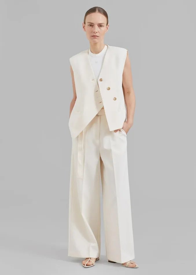 The Frankie Shop Delphi Belted Pants 8211 Cream Shop Bottoms