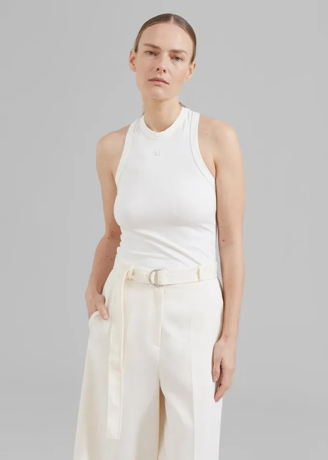 The Frankie Shop Delphi Belted Pants 8211 Cream Shop Bottoms