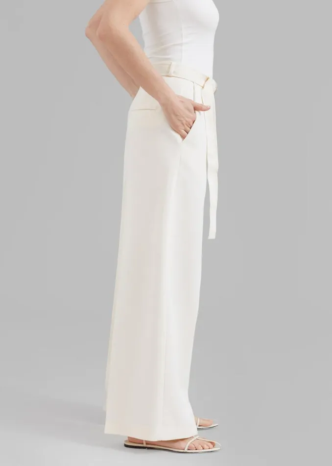 The Frankie Shop Delphi Belted Pants 8211 Cream Shop Bottoms