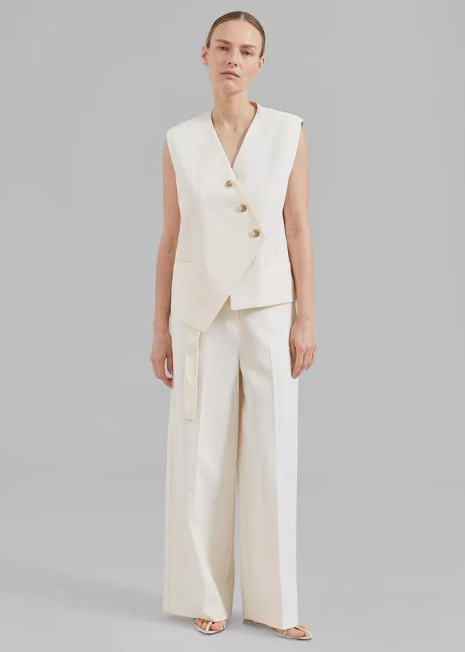 The Frankie Shop Delphi Belted Pants 8211 Cream Shop Bottoms