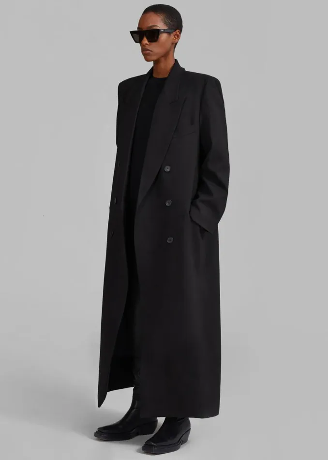 The Frankie Shop Delphina Long Coat 8211 Black Shop Clothing