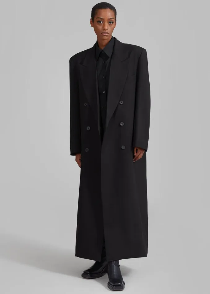 The Frankie Shop Delphina Long Coat 8211 Black Shop Clothing