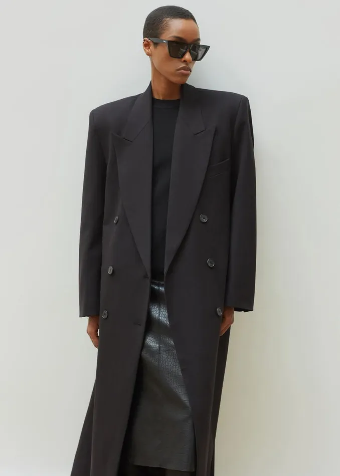 The Frankie Shop Delphina Long Coat 8211 Black Shop Clothing