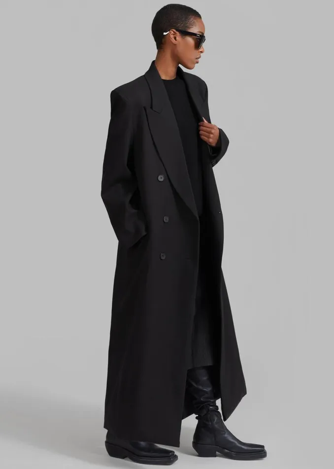 The Frankie Shop Delphina Long Coat 8211 Black Shop Clothing