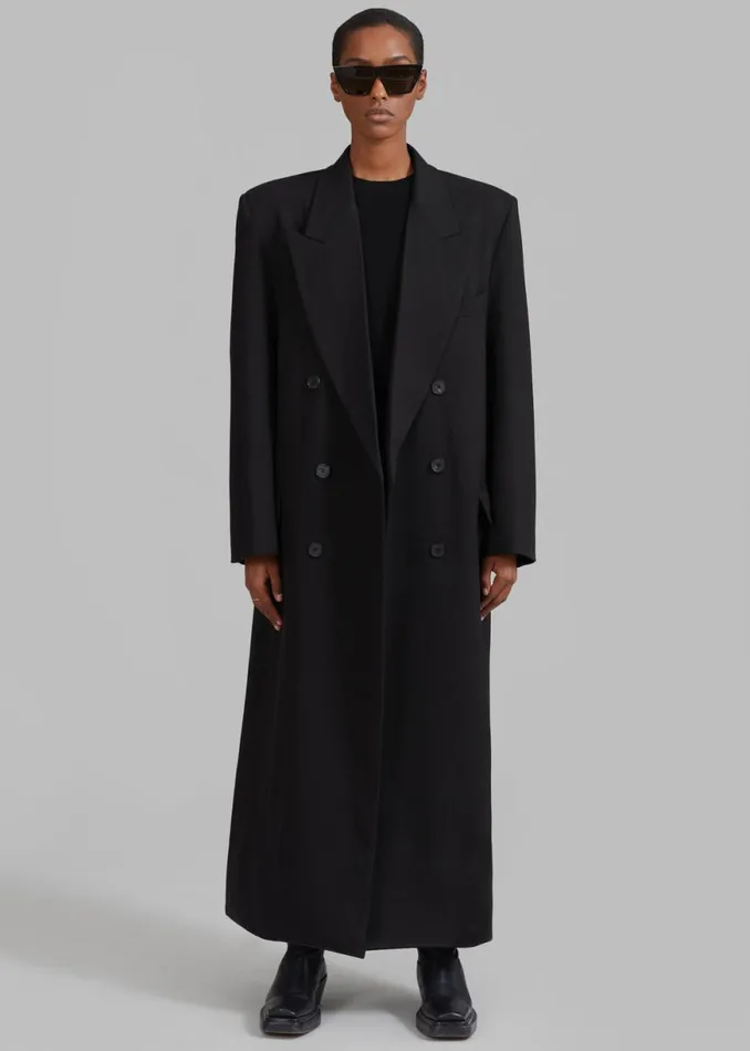 The Frankie Shop Delphina Long Coat 8211 Black Shop Clothing