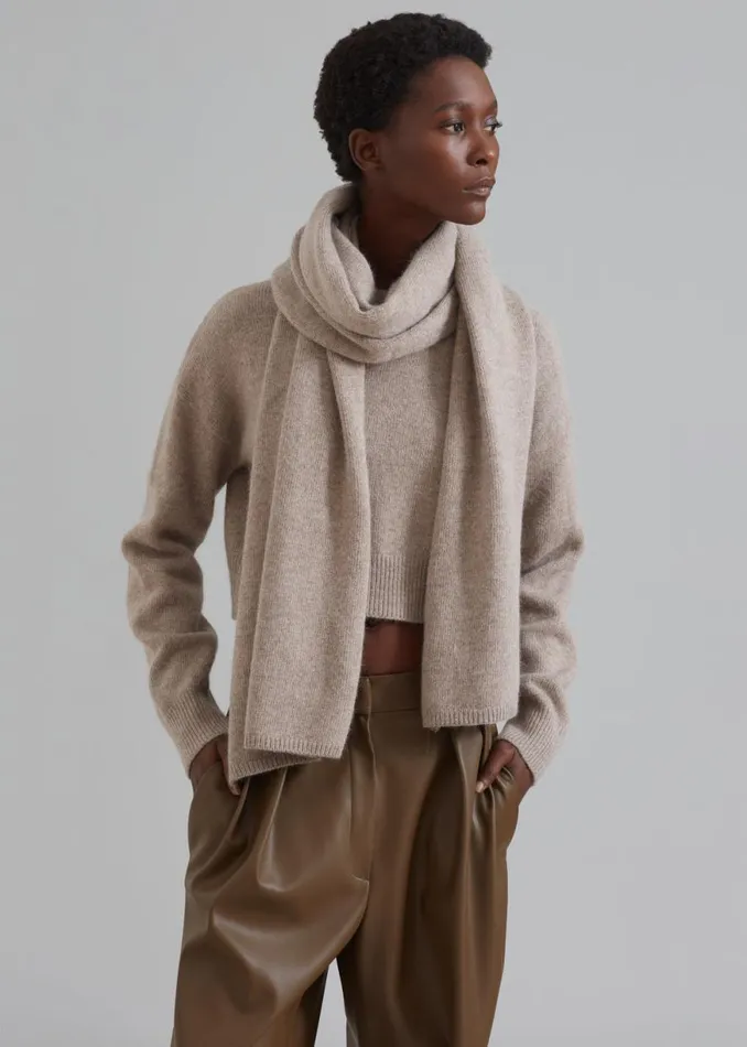 The Frankie Shop Dori Sweater and Scarf Set 8211 Taupe Shop Knitwear