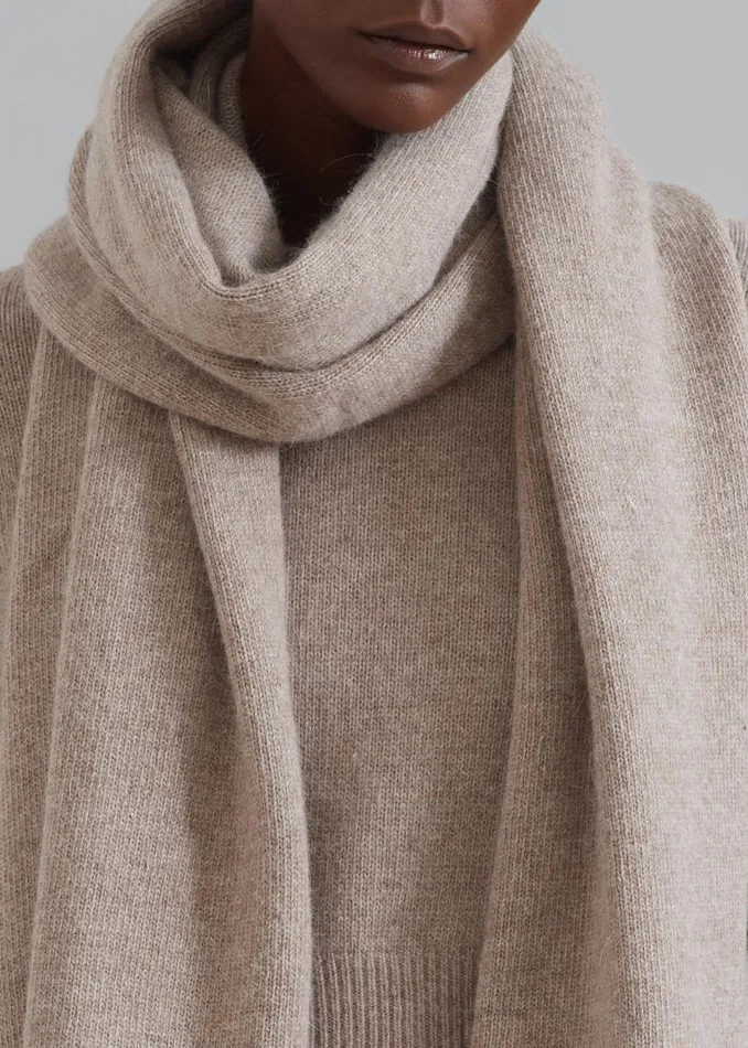 The Frankie Shop Dori Sweater and Scarf Set 8211 Taupe Shop Knitwear