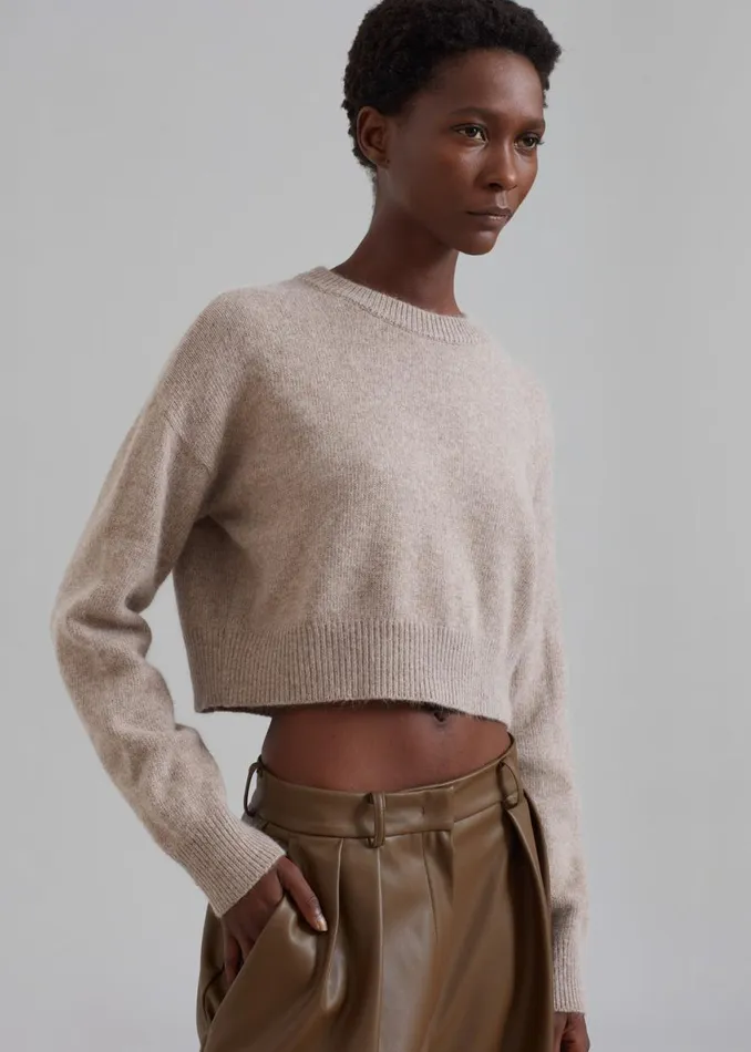 The Frankie Shop Dori Sweater and Scarf Set 8211 Taupe Shop Knitwear