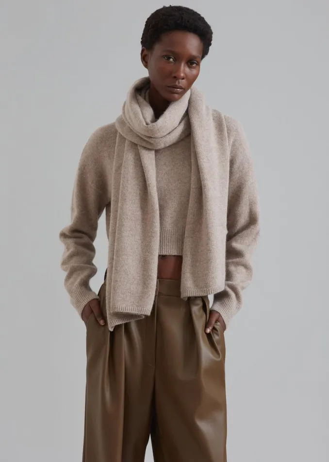 The Frankie Shop Dori Sweater and Scarf Set 8211 Taupe Shop Knitwear