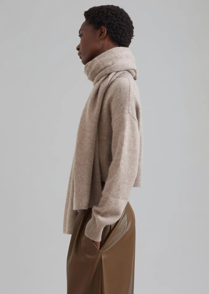 The Frankie Shop Dori Sweater and Scarf Set 8211 Taupe Shop Knitwear