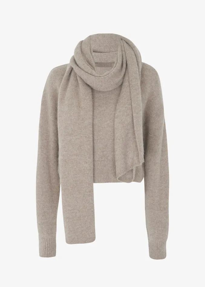 The Frankie Shop Dori Sweater and Scarf Set 8211 Taupe Shop Knitwear
