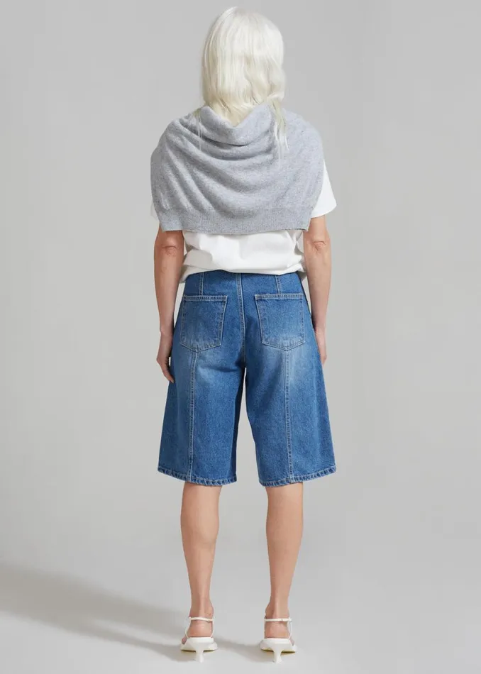 The Frankie Shop Elia Denim Bermuda Shorts 8211 Medium Wash Shop Denim