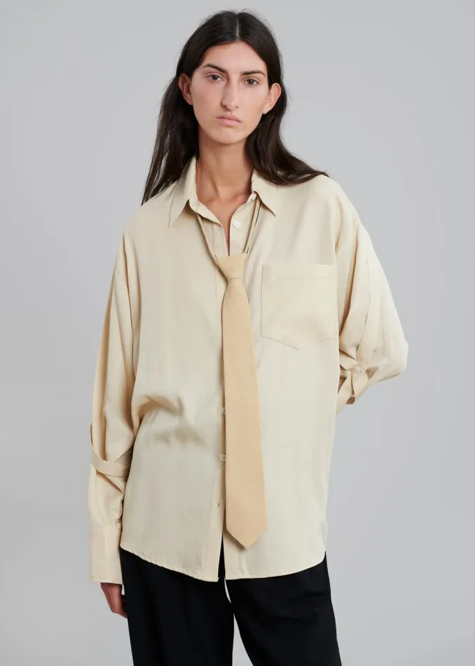 The Frankie Shop Elsa Shirt 8211 Beige Shop Tops