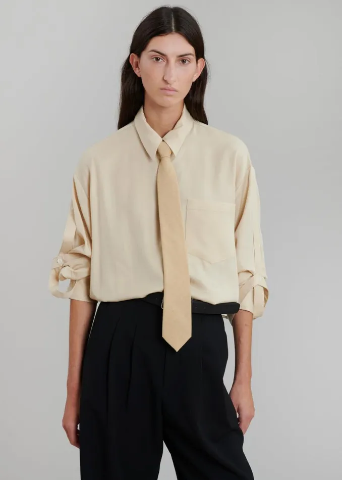 The Frankie Shop Elsa Shirt 8211 Beige Shop Tops