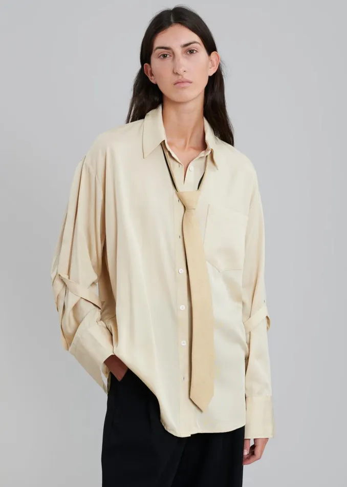 The Frankie Shop Elsa Shirt 8211 Beige Shop Tops
