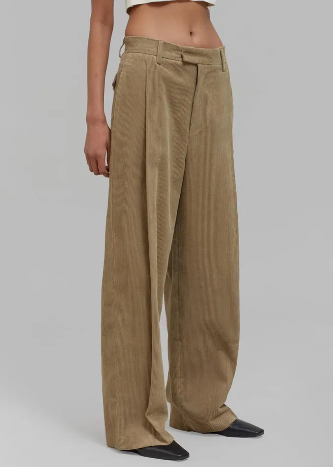 The Frankie Shop Estrid Corduroy Wide Pants 8211 Taupe Shop Bottoms
