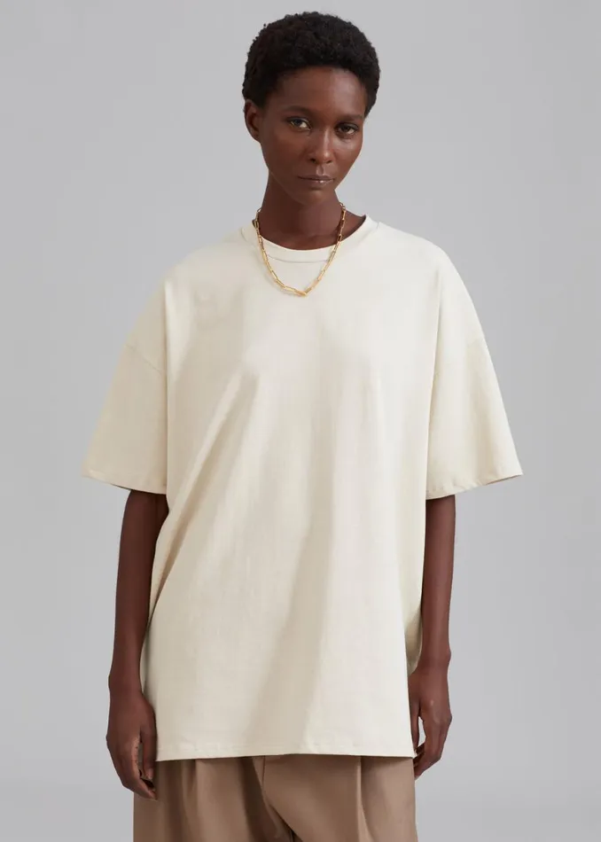 The Frankie Shop Faro Boxy Tee 8211 Beige Shop Tops