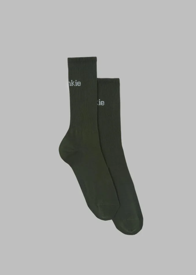 The Frankie Shop Frankie In English Ribbed Socks 8211 Army Green Shop Accessories