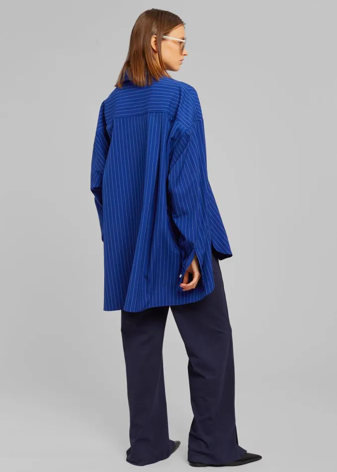 The Frankie Shop Georgia Fluid Stripe Shirt 8211 Deep Blue Shop Tops