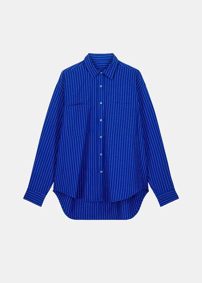 The Frankie Shop Georgia Fluid Stripe Shirt 8211 Deep Blue Shop Tops