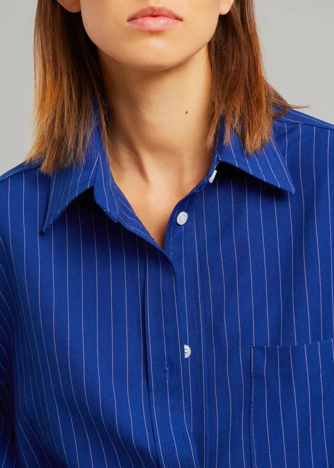 The Frankie Shop Georgia Fluid Stripe Shirt 8211 Deep Blue Shop Tops