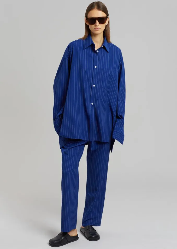 The Frankie Shop Georgia Fluid Stripe Shirt 8211 Deep Blue Shop Tops