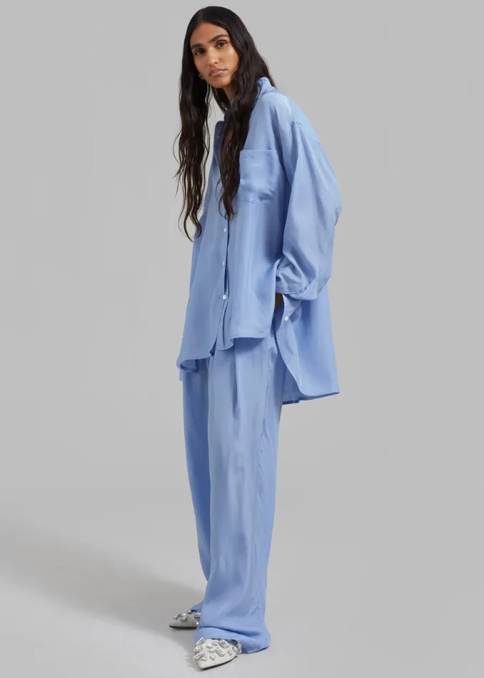 The Frankie Shop Georgia Silky Shirt 8211 Light Blue Shop Tops